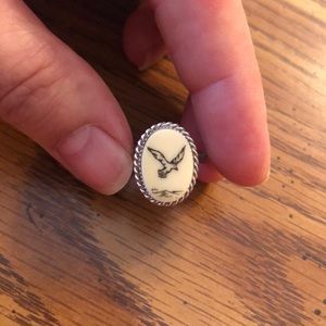 Vintage Scrimshaw Seagull Ring